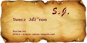 Svecz János névjegykártya