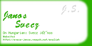 janos svecz business card